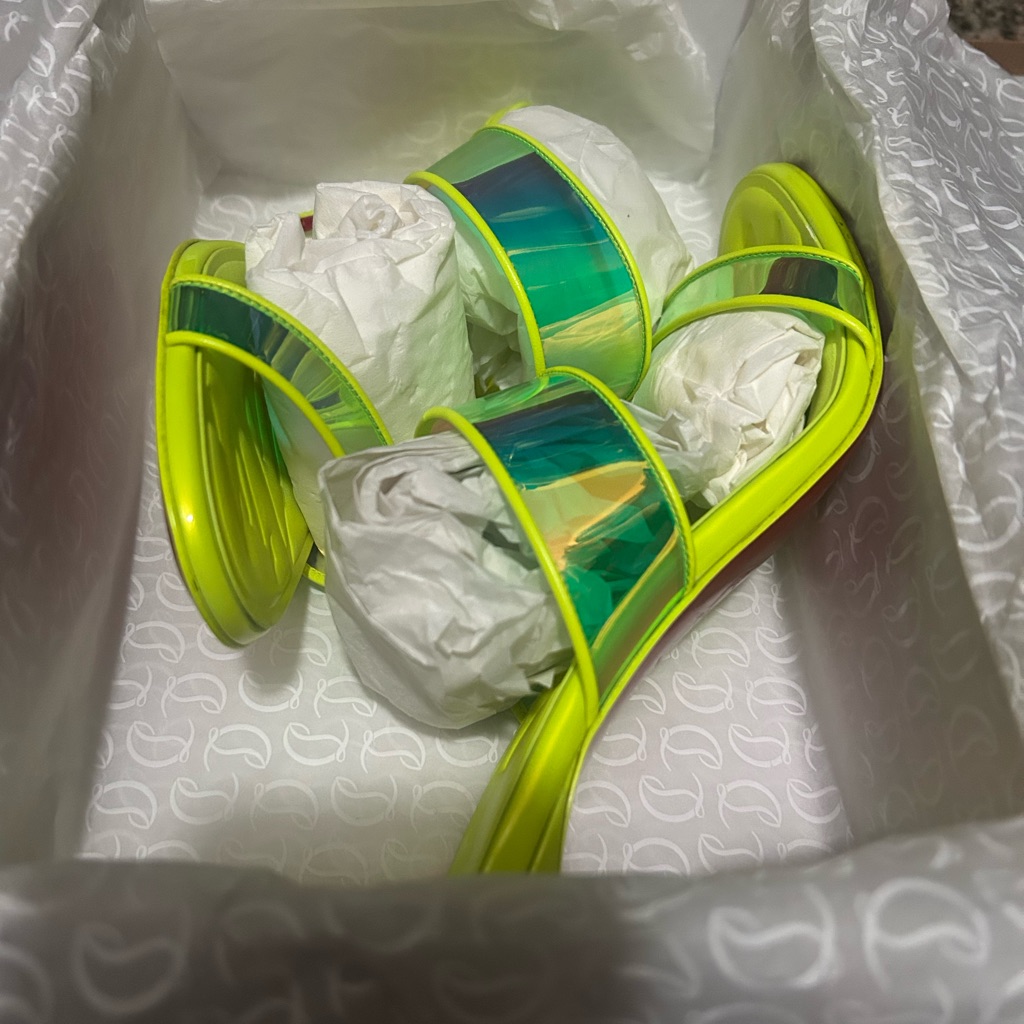 Brand New Christian Louboutin Lime Mules